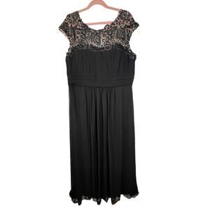 NWT Ever Pretty Black Sleeveless Lace Rhinestone A-line Gown Maxi Dress Size 22